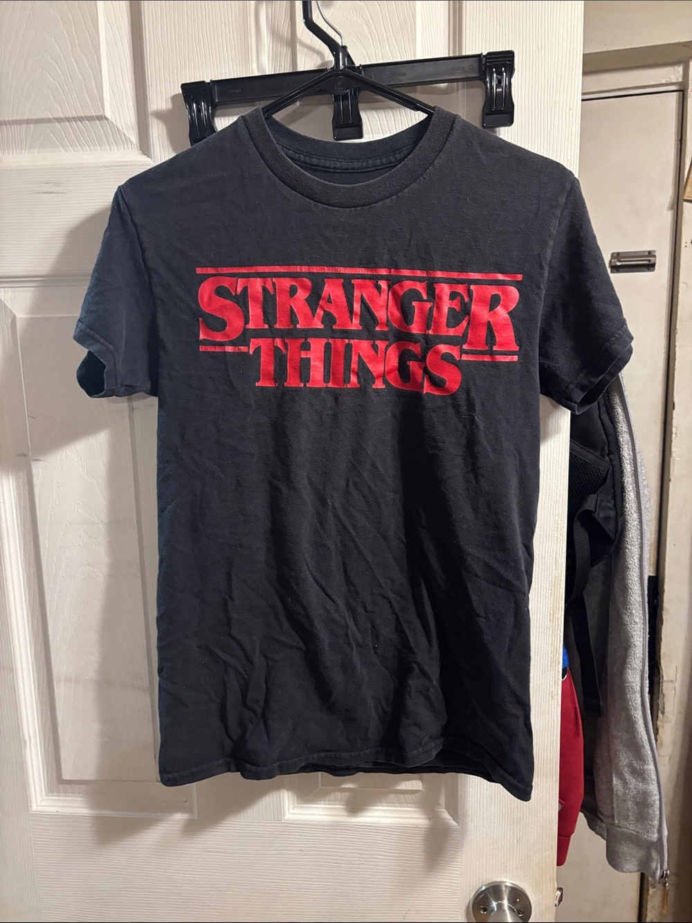 Netflix Stranger Things Black T-Shirt with Red Logo